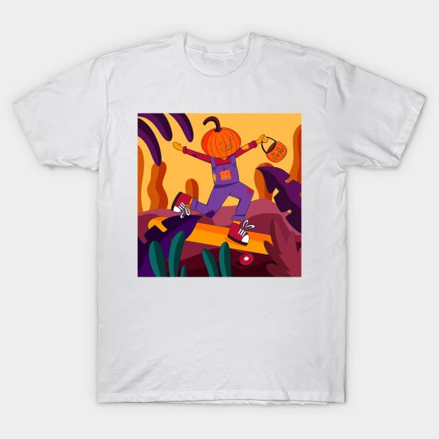 Halloween Pumpkin Skater T-Shirt by MarMi